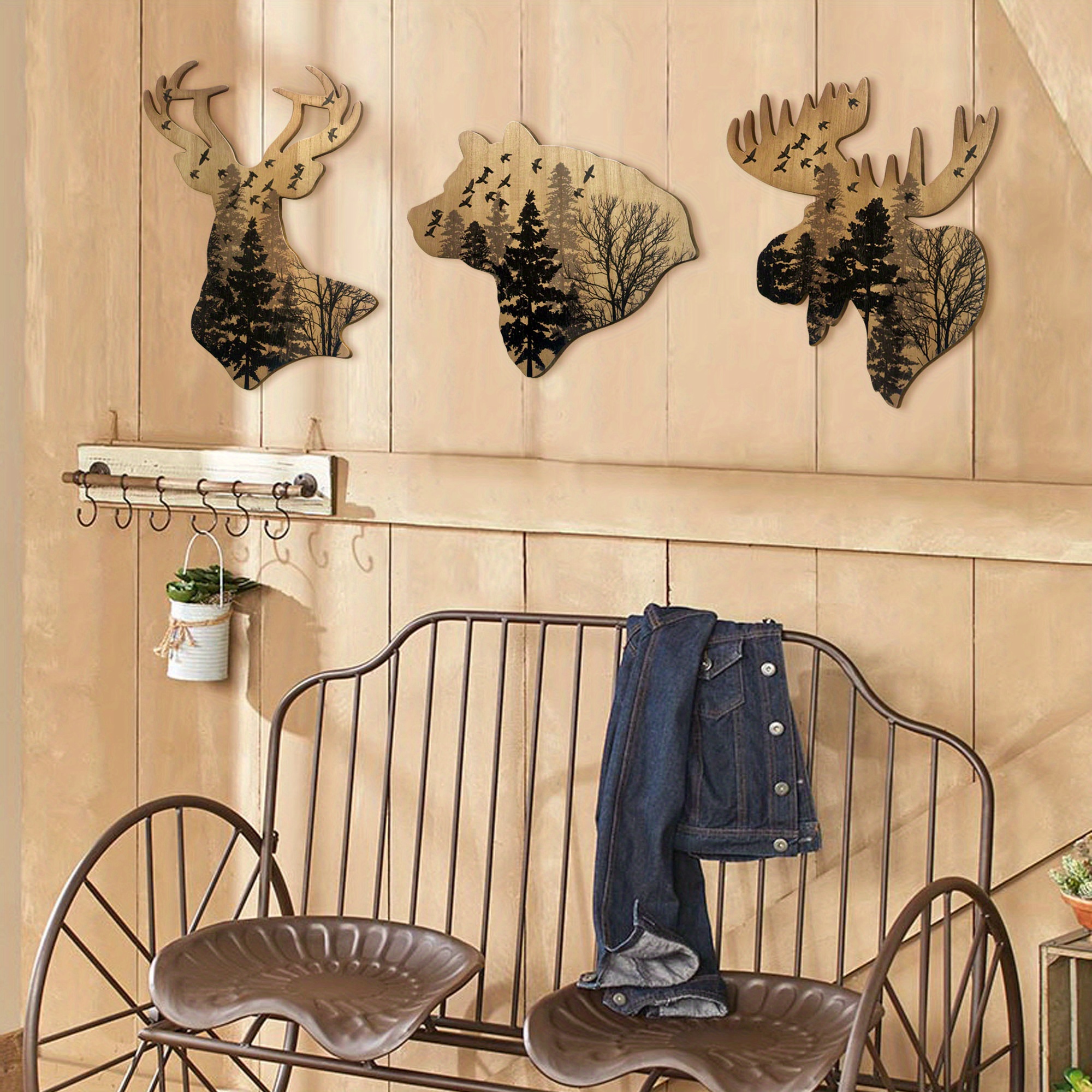 Wildlife Accent Wood Wall Hanging, Woodland Wall Decor, Animal Wall Art