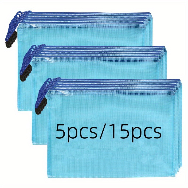 Blue A4 Size Mesh Zipper Bag Suitable School Student Home Temu United