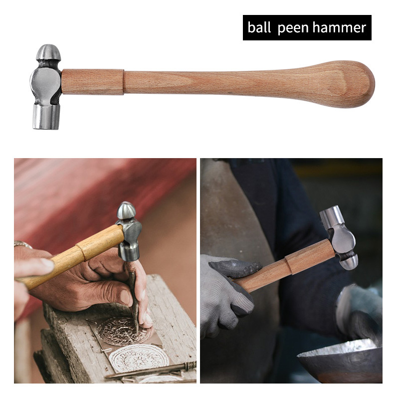 Beadsmith Two-Sided Chasing Hammer - 10.75 Inches Wooden Handle,  2.25â€ Steel Head with a 14mm Ball Pein