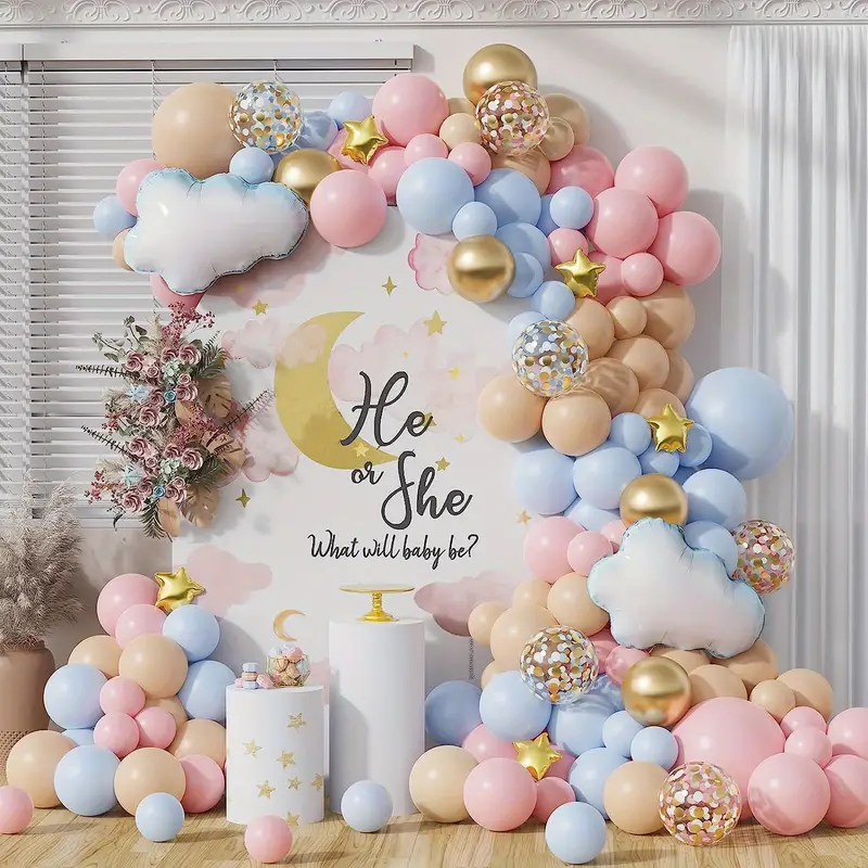 Gender Reveal Cloud Balloon Garland Arch Kit Pastel And - Temu