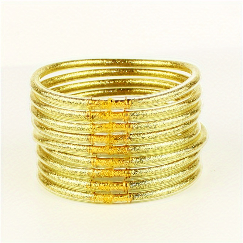 Bilandi Modern Jewelry Plastic Tube With Silicone Bracelet Hot Sale Elegant  Temperament Gold Color Glitter Bracelet