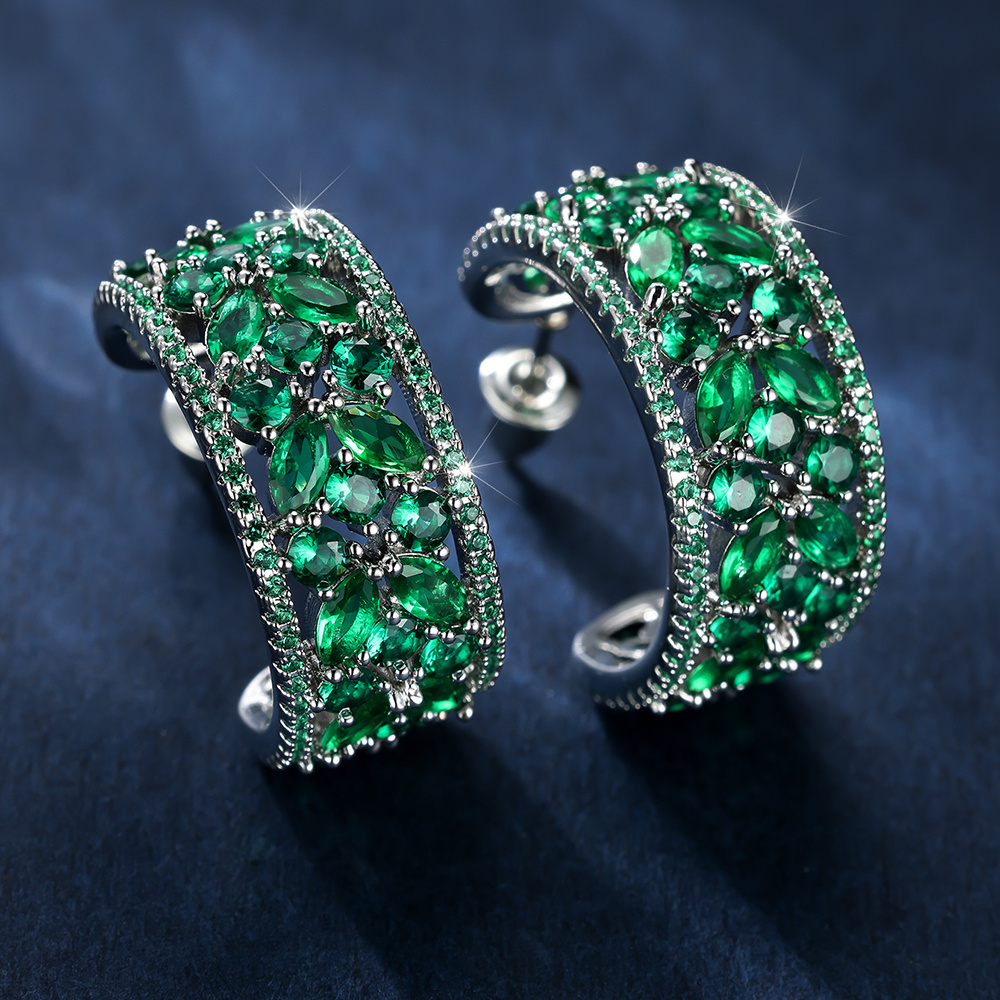 Zirconia C Shaped Dangle Earrings