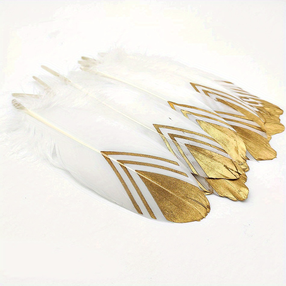 HaiMay 20 plumas doradas para manualidades, bodas, decoración de fiesta en  el hogar, 10 a 12 pulgadas, plumas de ganso grandes doradas