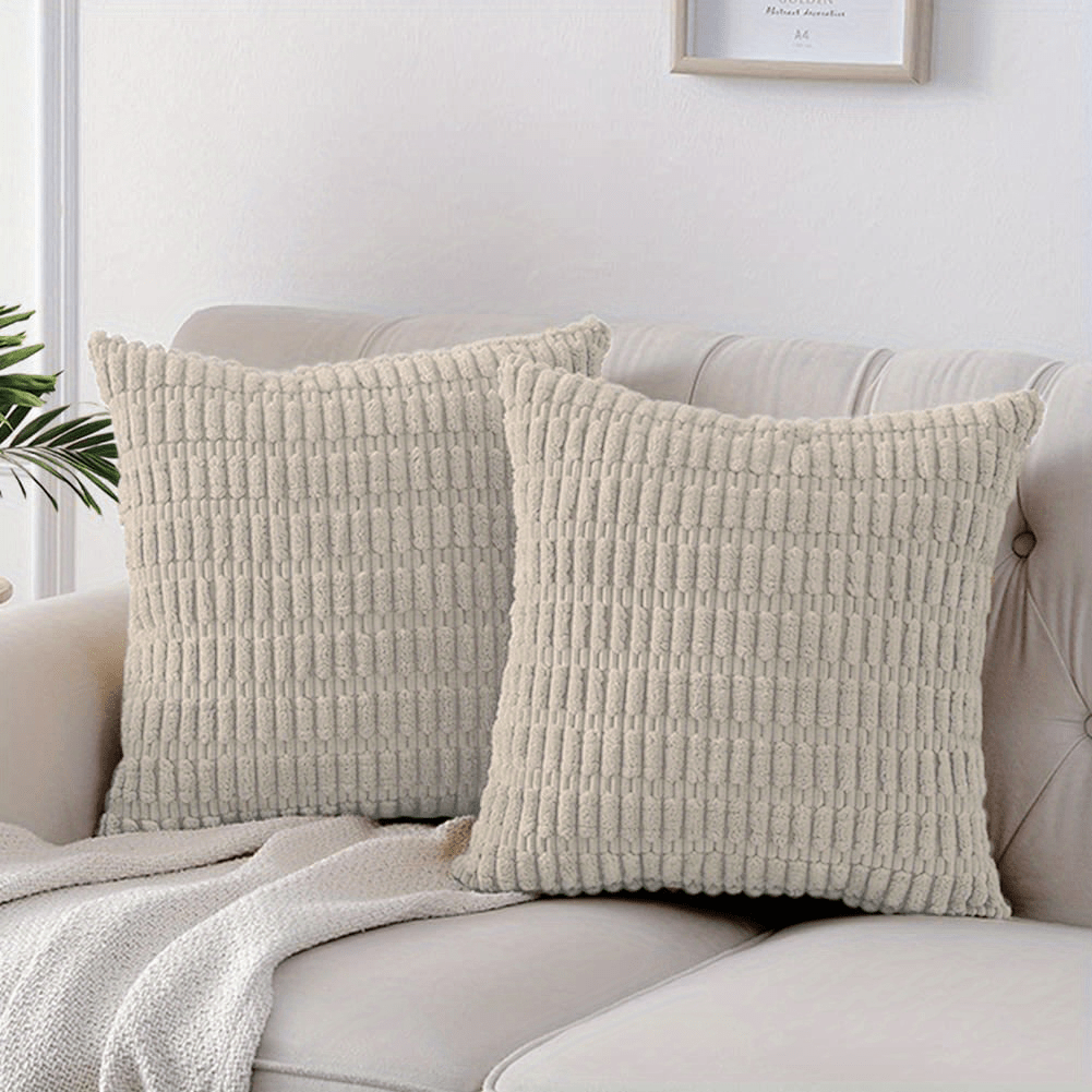 Corduroy Decorative Throw Pillow Covers Soft Boho Striped Temu