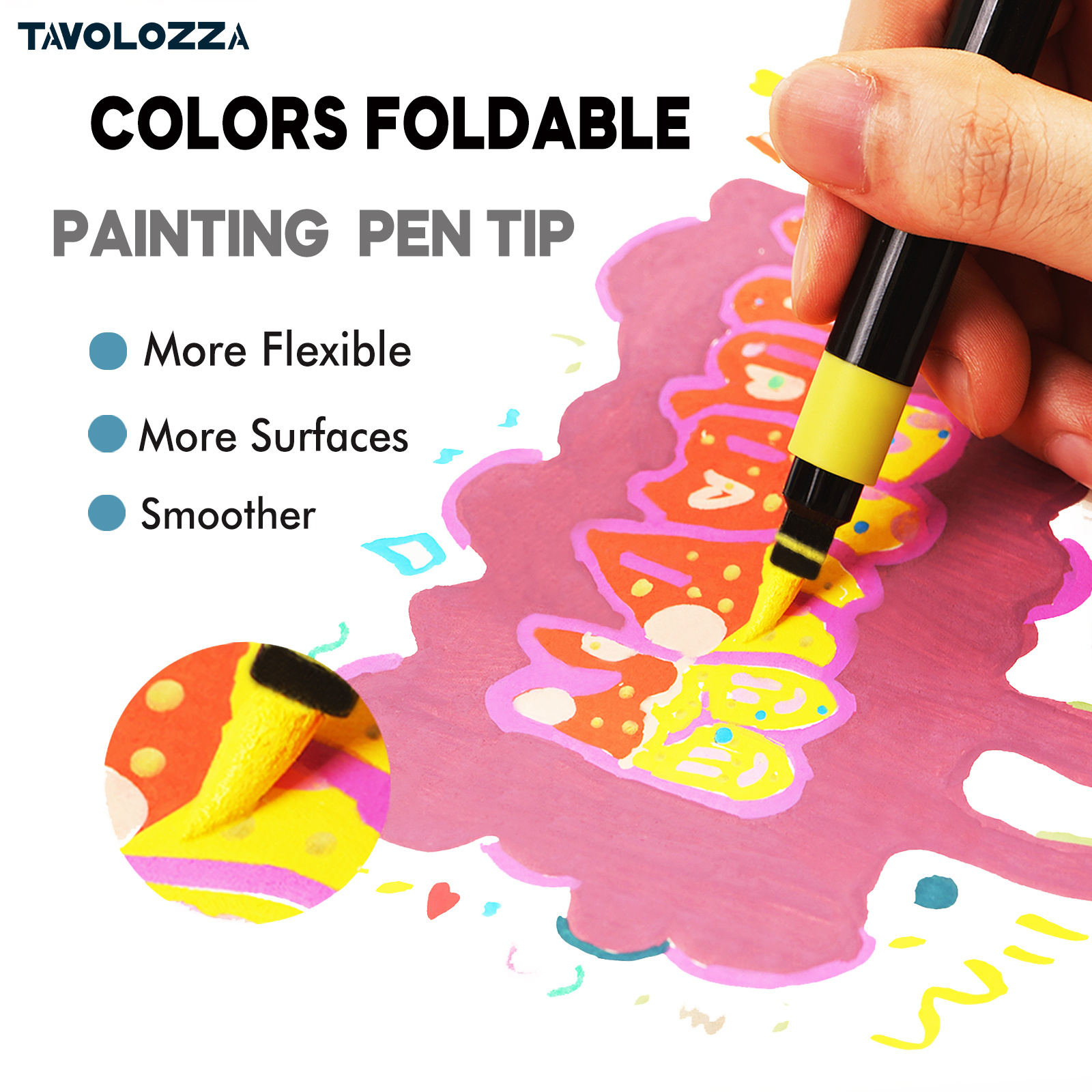 TAVOLOZZA 24 Colors Acrylic Paint Pens, Dual Tip Paint Markers with Brush  Tip an