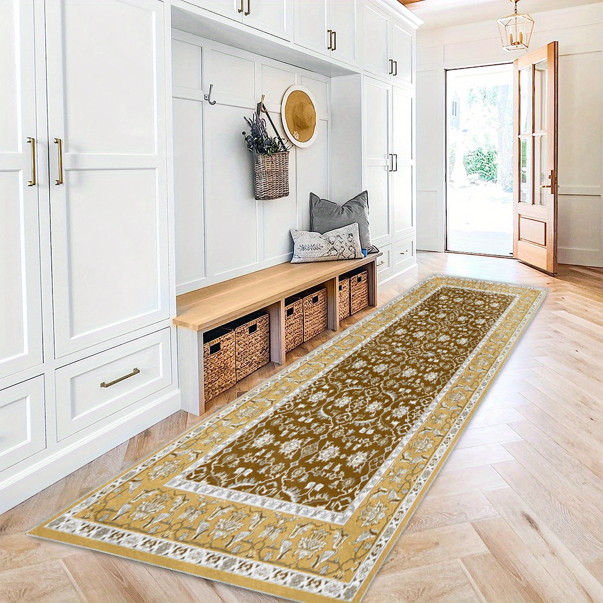 Laundry Room Rug, Long Oriental Hallway Rug, Soft Non Slip Machine