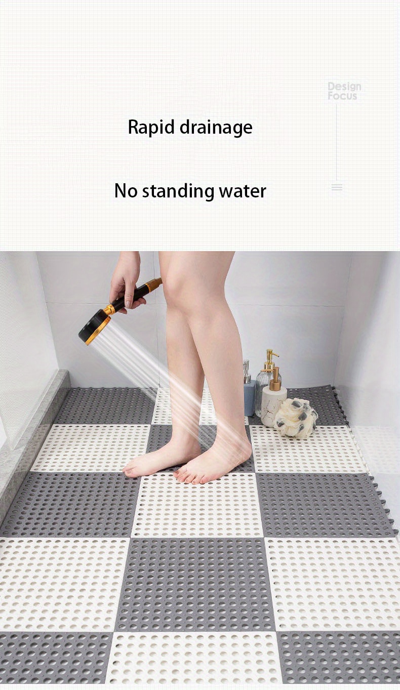 Solid Color Shower Stall Mat Bathroom Non slip Mat Splicing - Temu