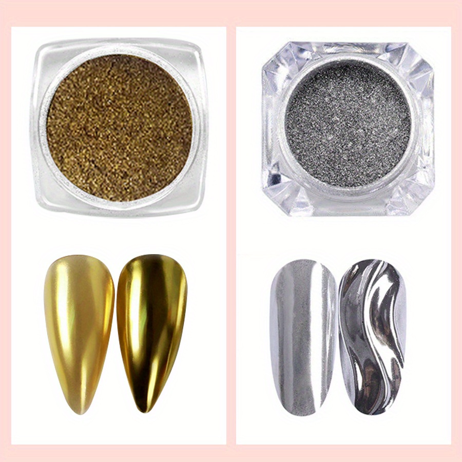 Metallic Chrome Nail Powder Set Y2k Magic Mirror Decor - Temu