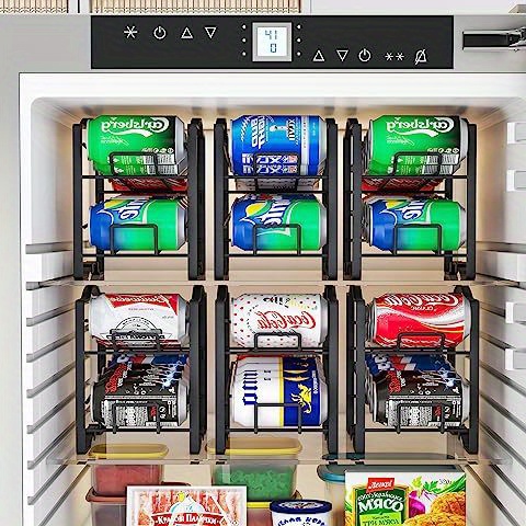 Organizador de latas apilable para despensa, organizador de latas, paquete  de 4 organizadores de alimentos, soporte de almacenamiento de bebidas para