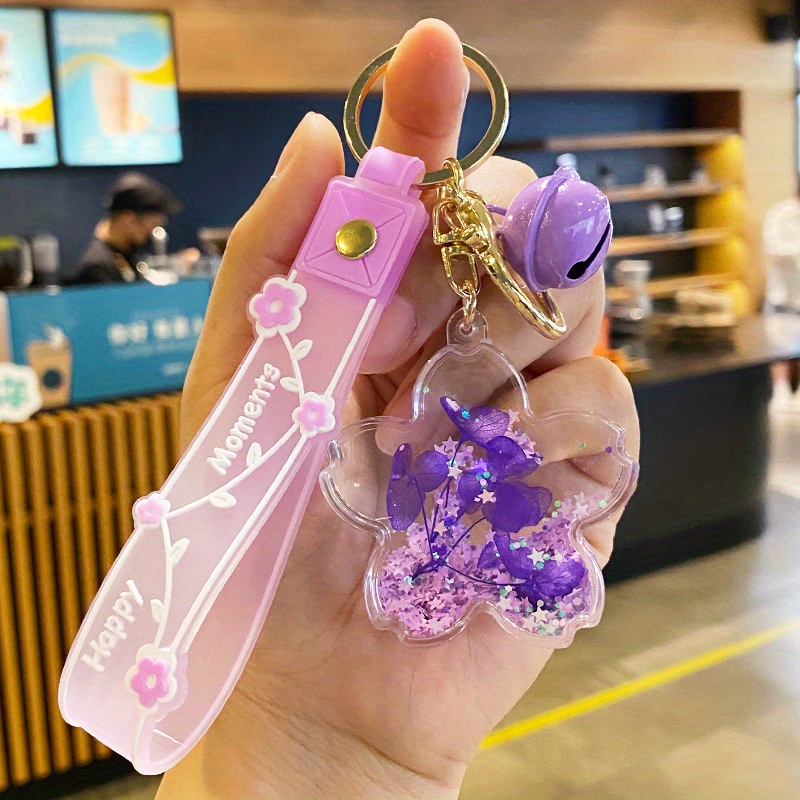 Keychain Bear Liquid Floating Quicksand Cute Keychains Bag Charm Wristlet  Bracelet Key Ring For Women Girl