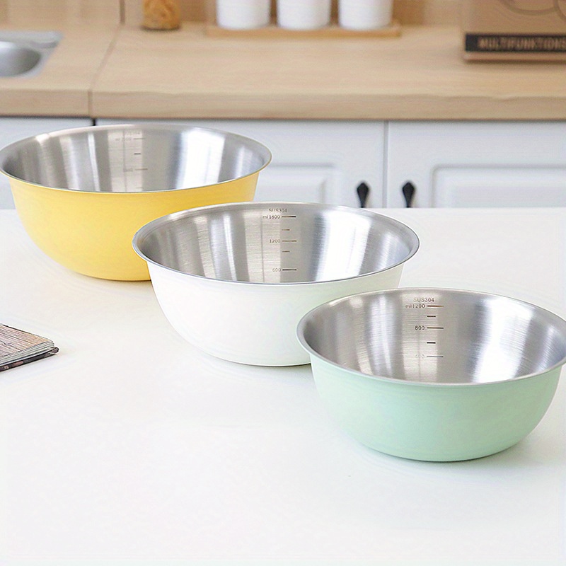 Large Kitchen Bowls With Measuring Scale, Stainless Steel Soup Bowls, Ramen  Bowls, Salad Bowl, Single Layer Mixing Bowls, Prep Bowls For Meal Prep,  Cooking, Serving, Baking, Kitchen Gadgets, Kitchen Supplies, Apartment  Essentials 