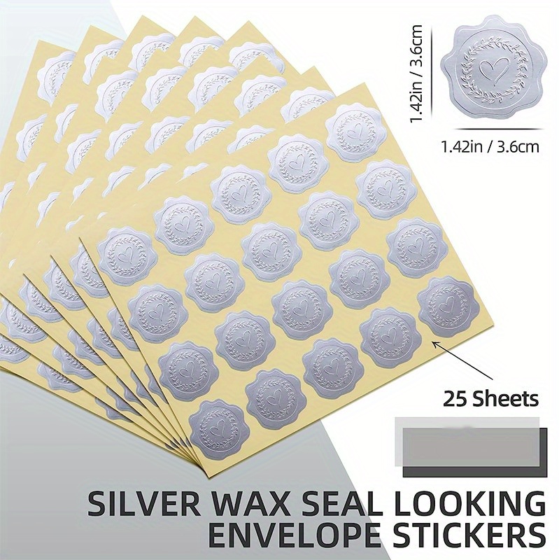 Golden Or Silvery Embossed Wax Seal Looking Heart Envelope - Temu