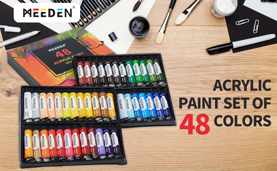 Meeden Acrylic Painting Set, 48 Tubes, Rich Pigments, Non-toxic