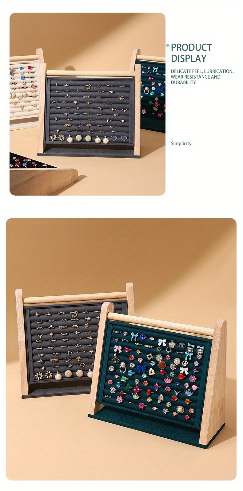 1 шт. деревянная резиновая древесина кольцевая выставочная стойка для серег, стойка для хранения, для подарков, детали 9