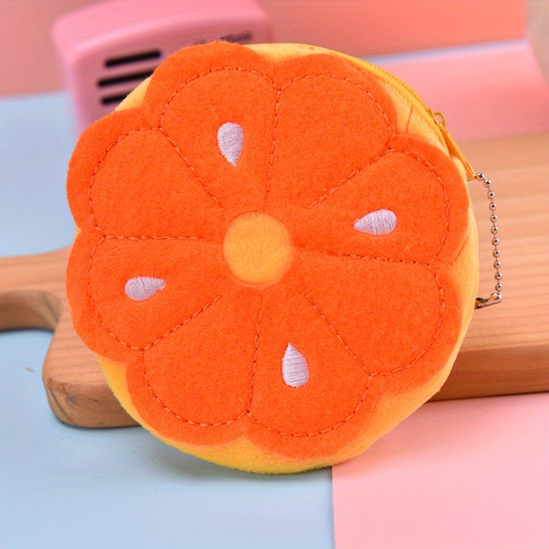 Faux Fruit Bag Embroidered Plush Coin Purse Watermelon Strawberry Orange  Coin Bag Cell Phone Key Card Holder Kids Wallet 2023 - AliExpress