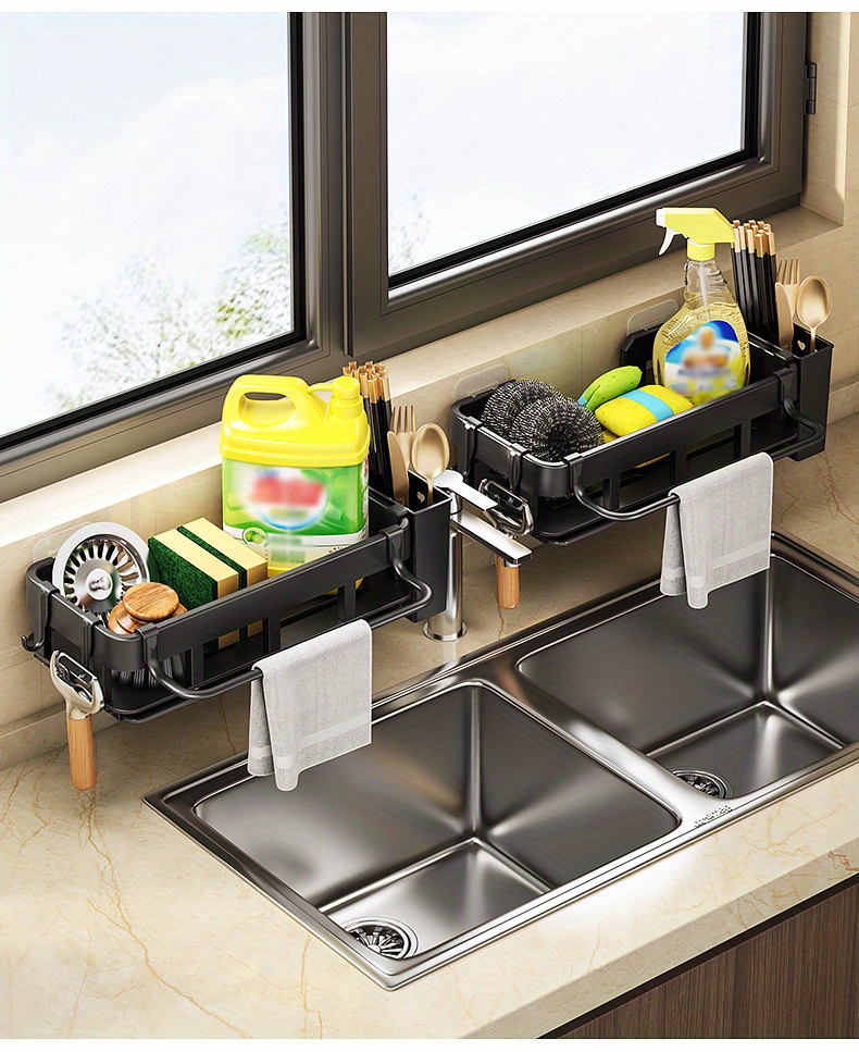 Sponge Holder for Kitchen Sink, Dish Sponge Holder with No Drilling Design,  Sink Caddy for Space