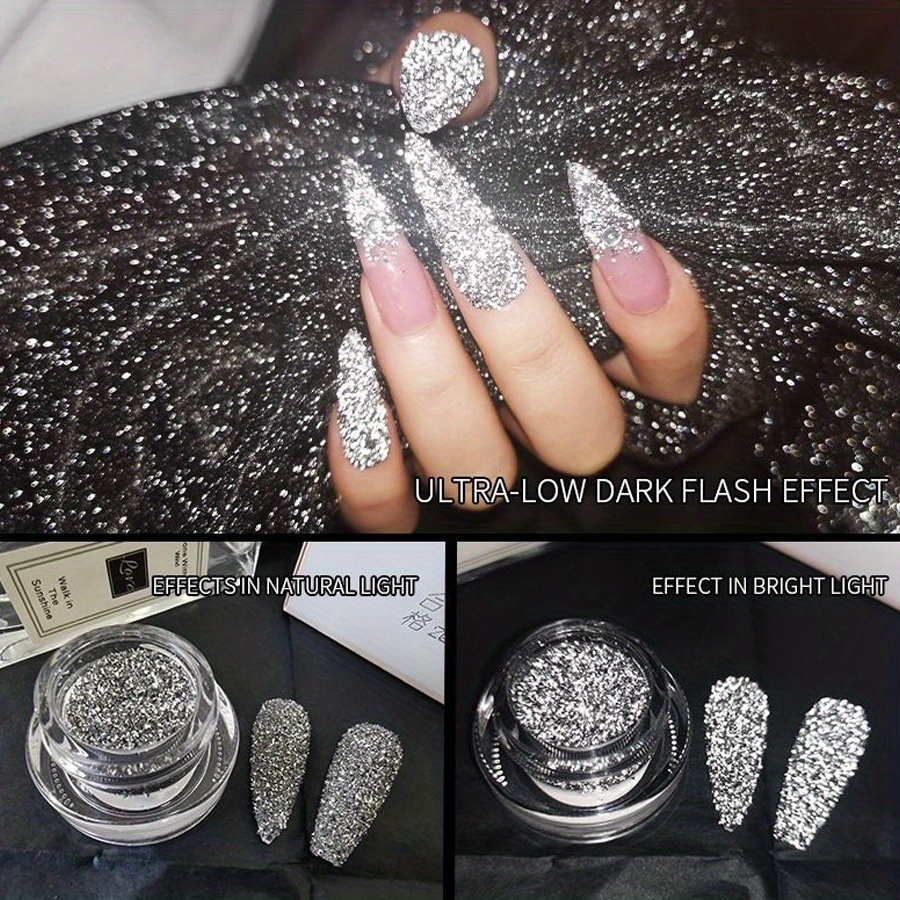 Broken Diamond Glitter Powder Bungee Aurora Burst Nail Patch - Temu