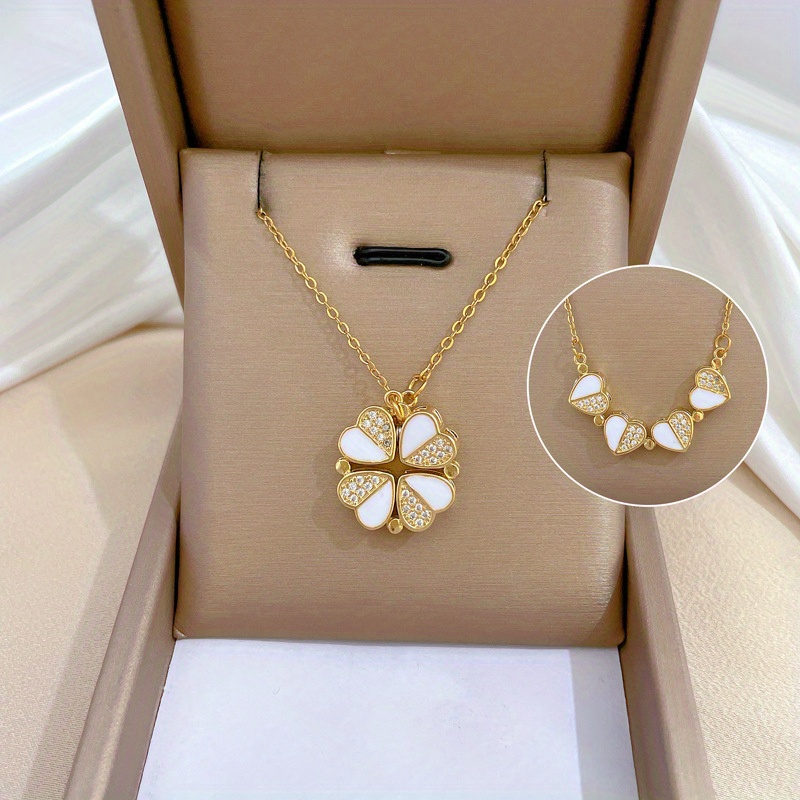 Mens Necklace 18K Gold Four Leaf Clover Pendant Necklace for