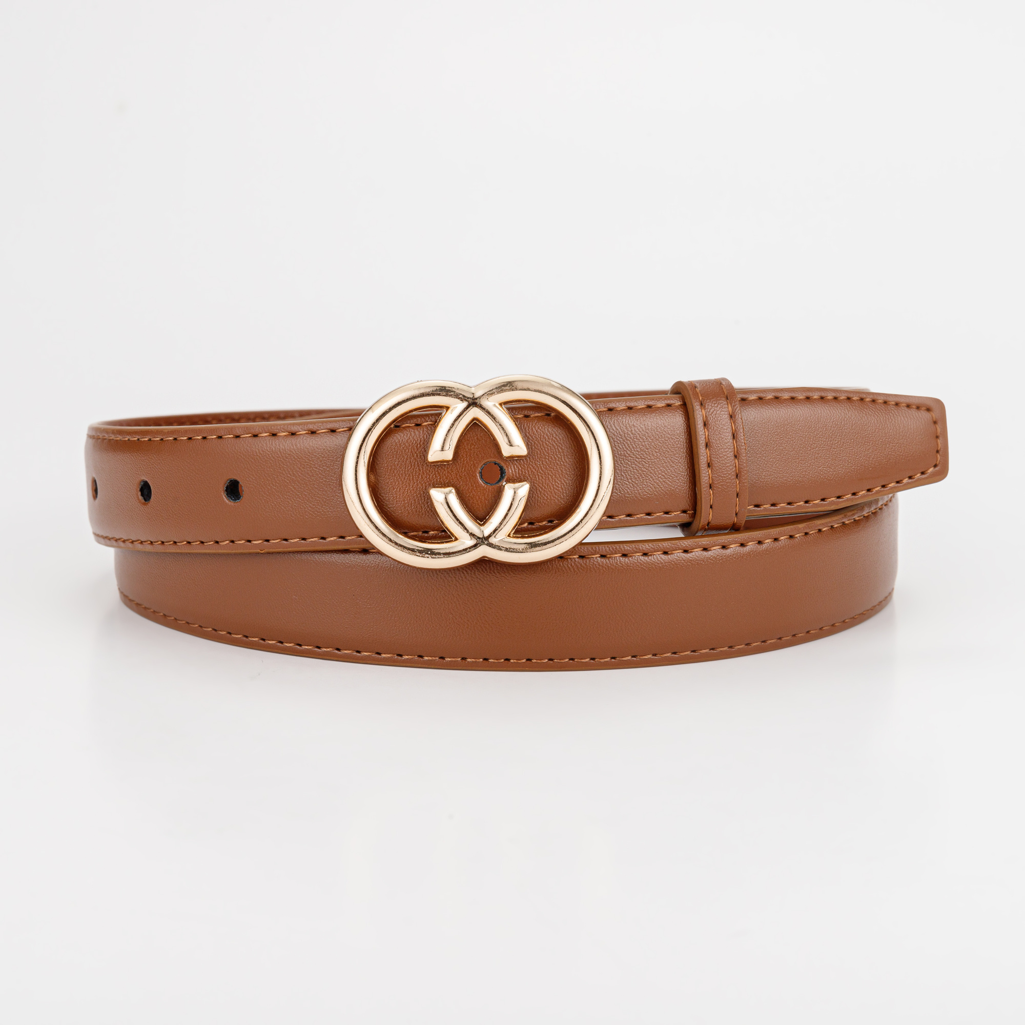 Skinny Round Buckle Belt