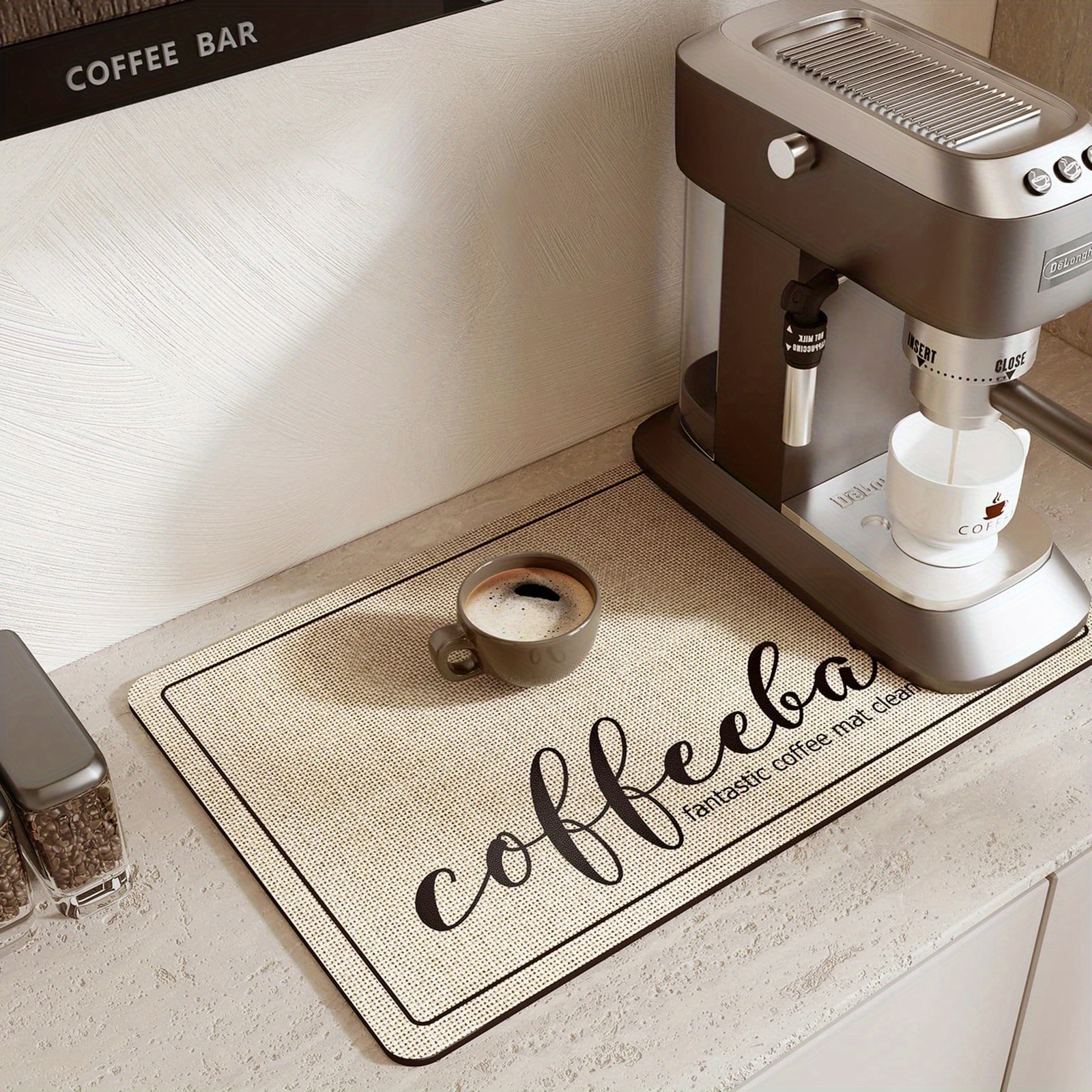 Elevate Your Coffee Game with The Ultimate Coffee Bar Mat for Countertop –  Burlap Placemats, Large 20 x 14 in – Bar Mat Coffee Accessories for Coffee