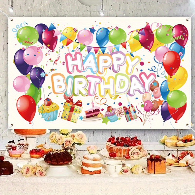 Decoración de feliz cumpleaños, pancarta de fondo de cumpleaños, decoración  de globos, Fondo de foto de