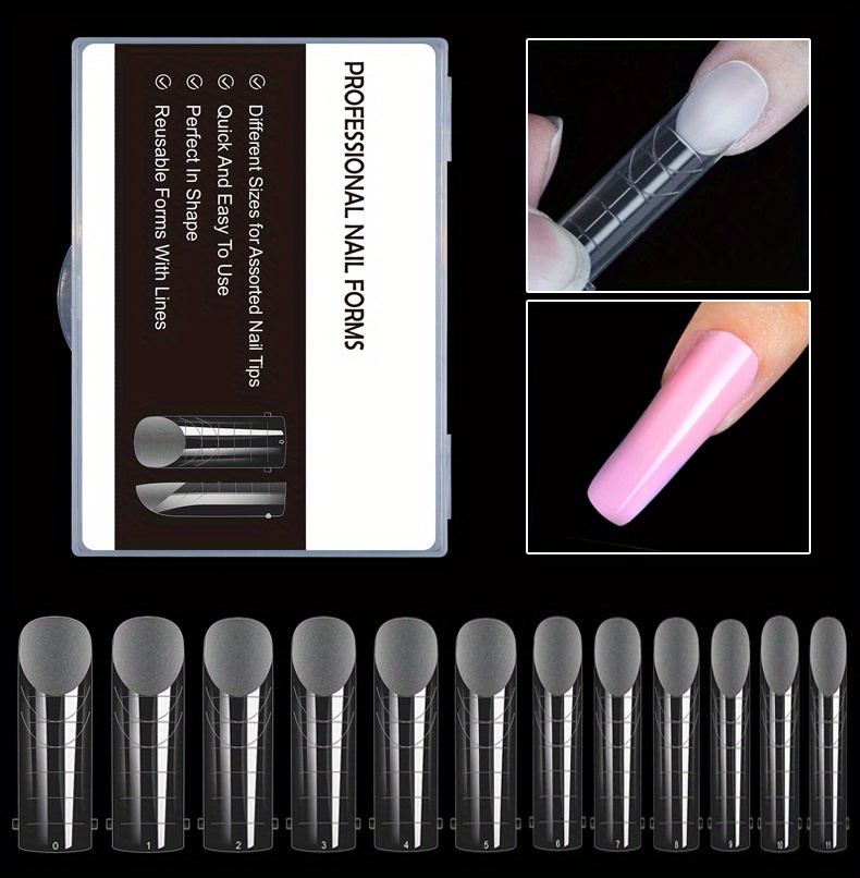 120pz Dual Nail Forms Chiare Forme Di Estensione Per Unghie In Gel Con  Scala Copertura Completa Per Unghie Quadrate In Gel Per Casa Salone Nail  Art