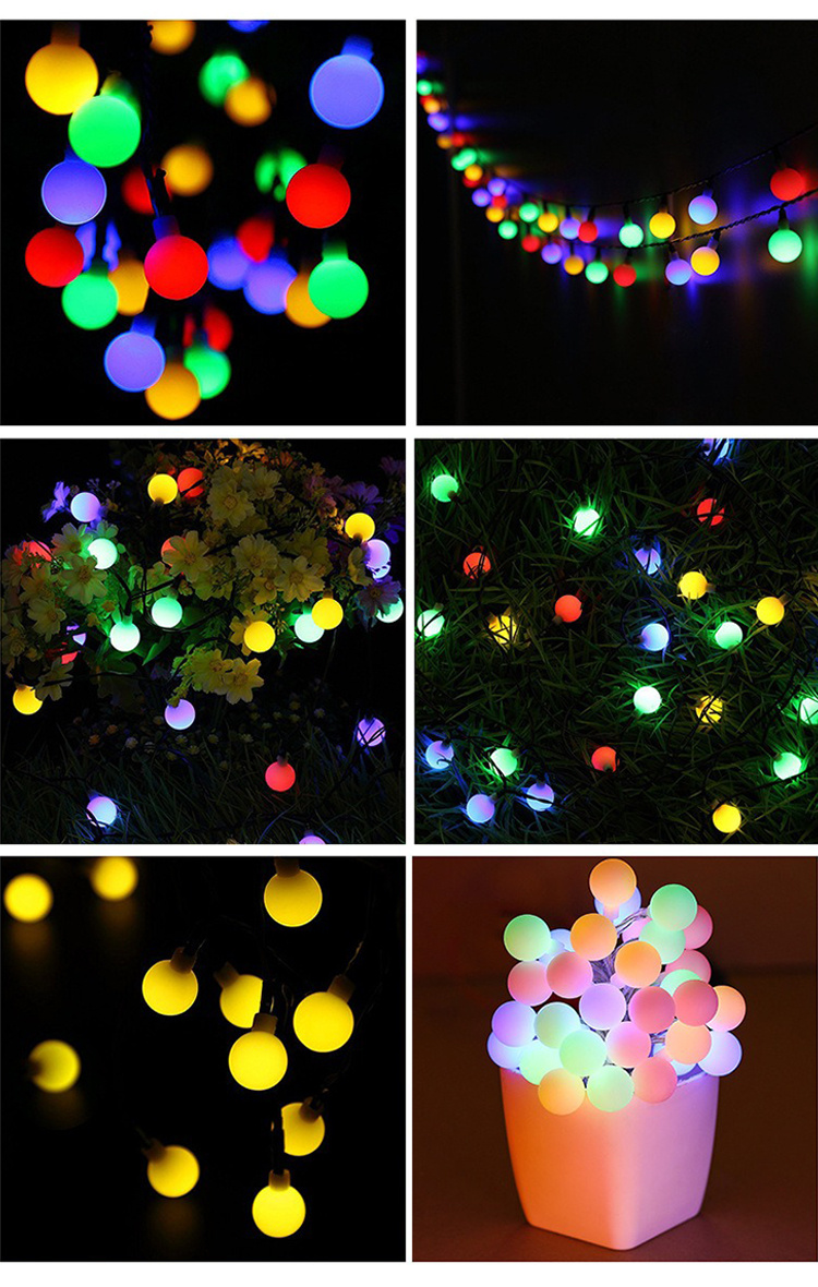 1pc solar 8 function small ball string light indoor and outdoor camping waterproof small colored lights christmas tree holiday atmosphere decorative light ball diameter 1 7 cm 1 string 5 meters and 20 lights details 22