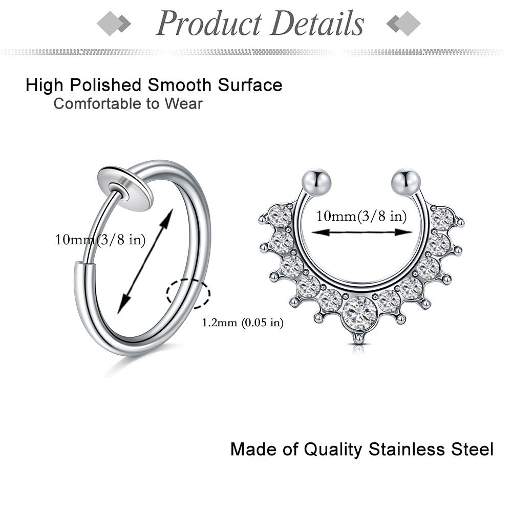 12 Pezzi Alla Moda In Acciaio Inossidabile Anello Al Naso - Temu Italy