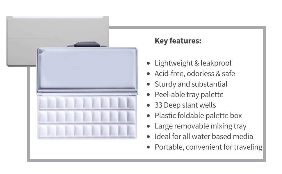 MEEDEN Airtight Leakproof Watercolor Palette Travel Paint Tray 33