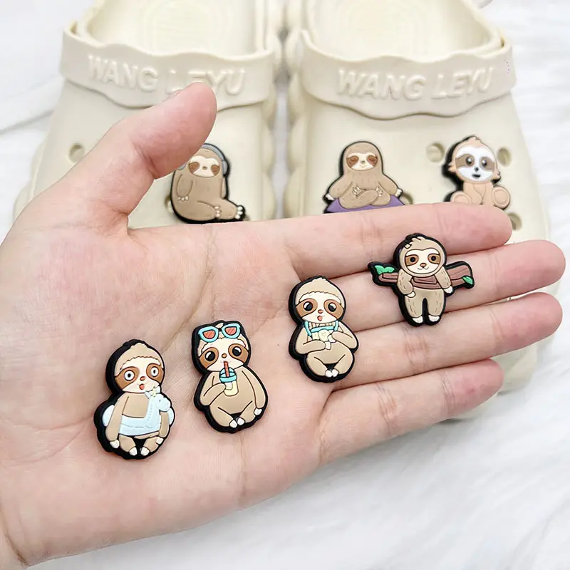 4/6/10/12pcs Sloth Series Kawaii Cartoon Shoes Charms for Clogs Sandals Decoration, Shoes DIY Accessories,Temu