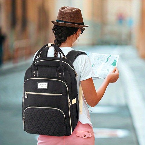 ETRONIK Mochila de almuerzo, mochila para laptop de 15.6 pulgadas con  puerto USB, elegante bolsa de trabajo para enfermera, profesor con hielera