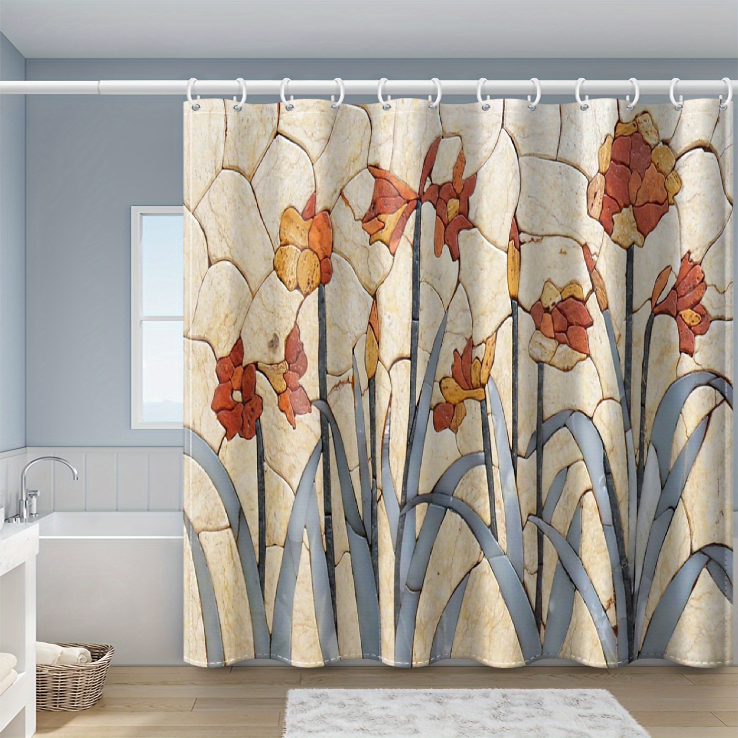 RoomTalks Boho Elegant Decorative Shower Curtain Hooks for Bathroom,  Artificial Pearl & Handmade Resin & Rust Resistant Metal Shabby Chic Cute  Shower