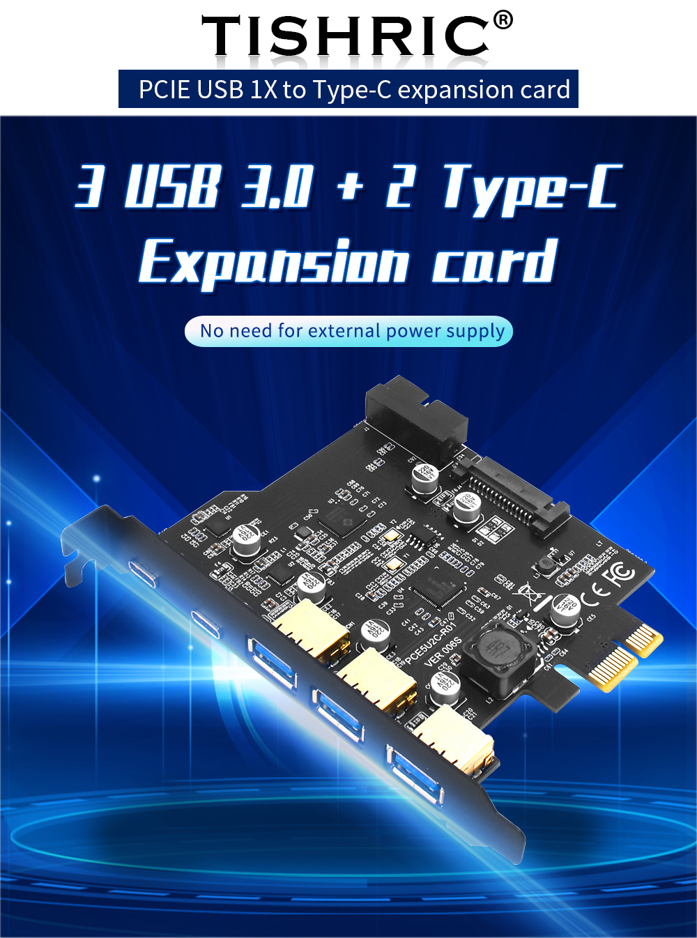 Tishric Pcie Usb 1x Type e Expansion Card Pcie Riser Card Temu New
