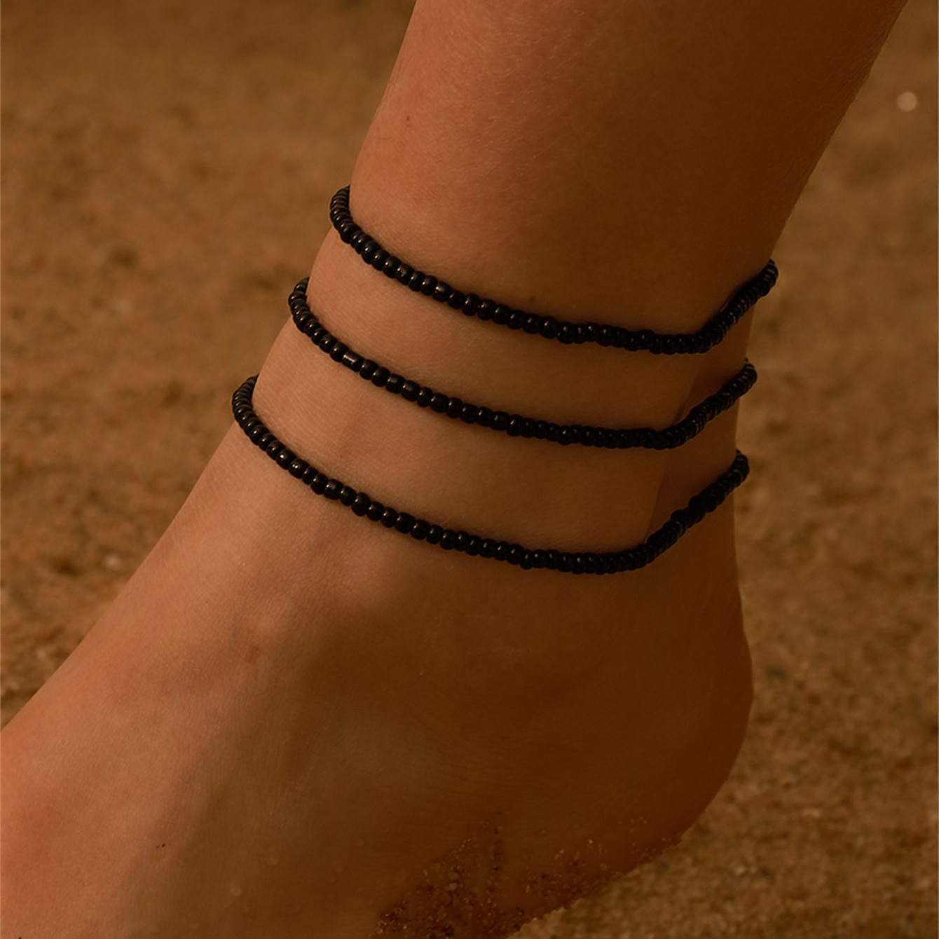 3 Minimalist Elastic Beaded Anklets In A Bohemian Style For Women, Perfect For Summer Beach Vacations And Daily Wear
