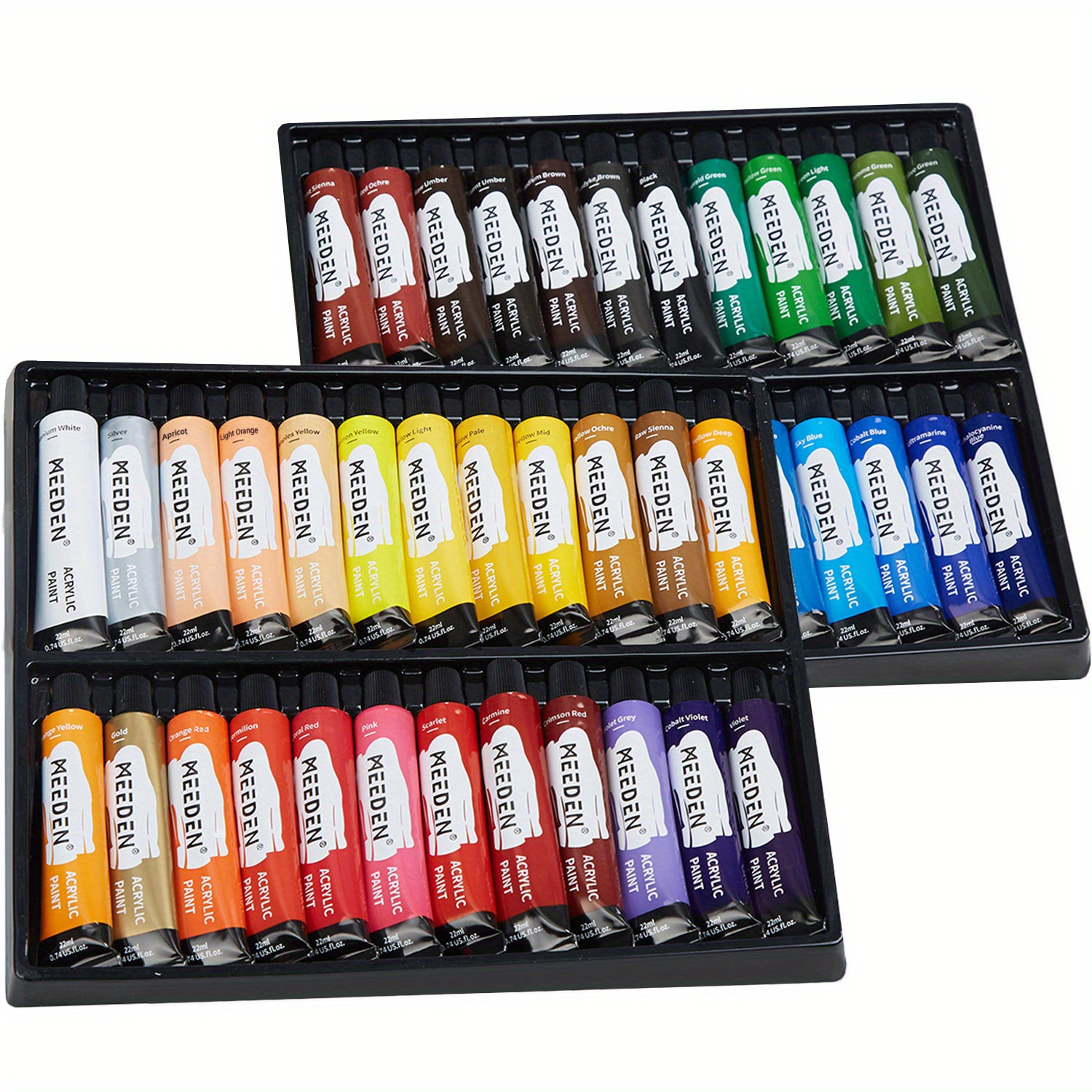 MEEDEN Acrylic Paint Set of 48 Colors/Tubes (22ml/0.74 oz.) Non Toxic Rich  Pigments Colors Great for Artist Student, Hobby