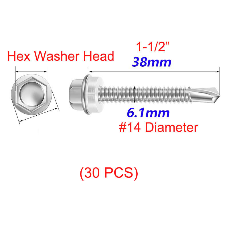 Tornillos Autotaladrantes 14×2 Hex Zinc Techo Polipropileno