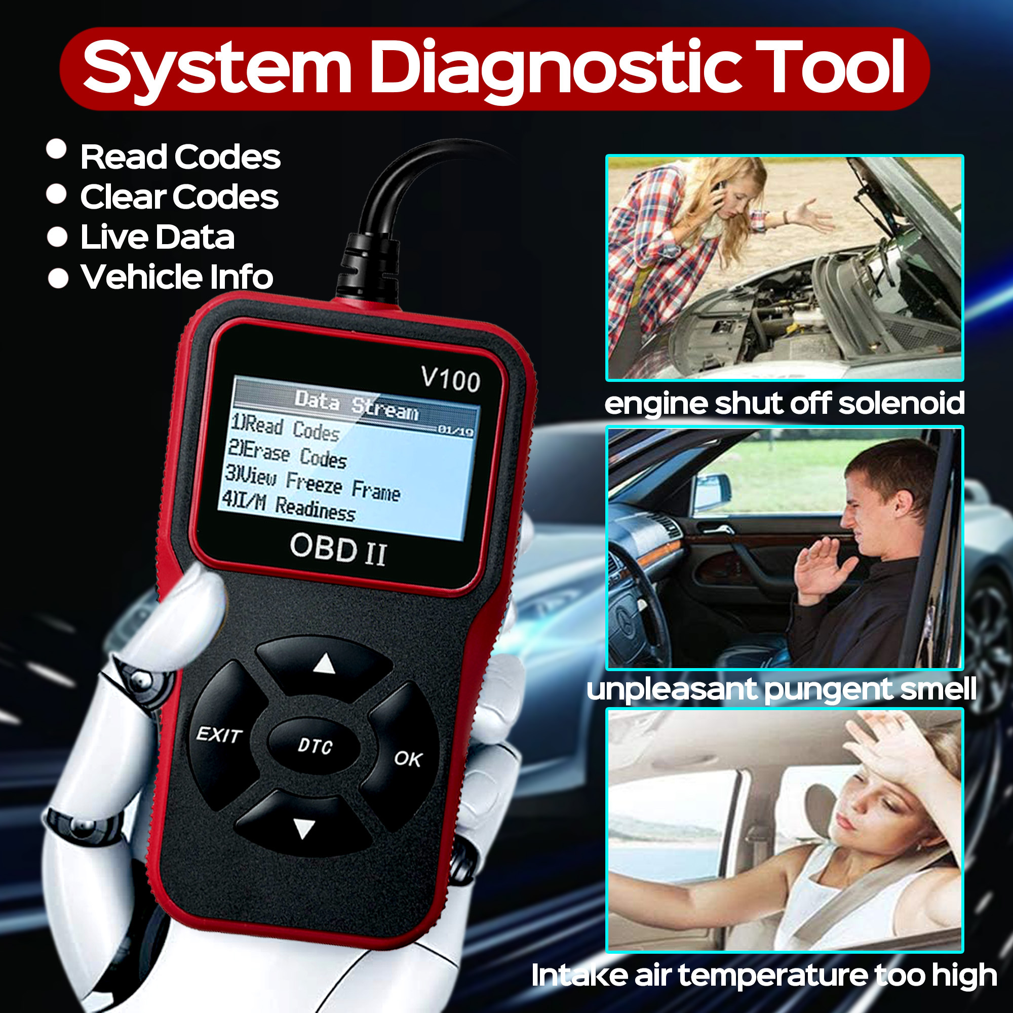 Automotive Obd2 Scanner Code Reader Engine Fault Code Reader - Temu