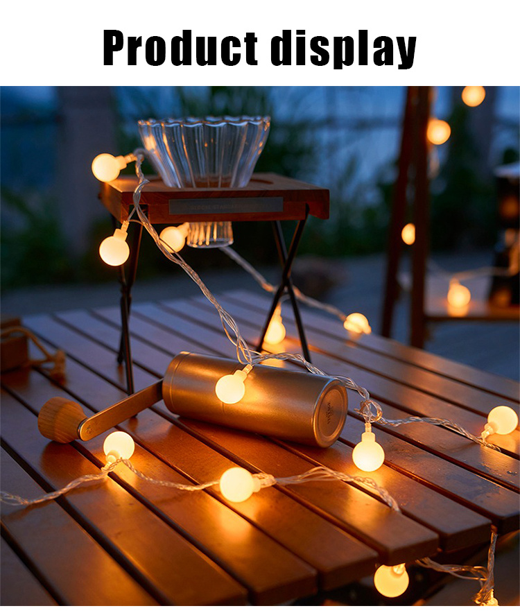 1pc solar 8 function small ball string light indoor and outdoor camping waterproof small colored lights christmas tree holiday atmosphere decorative light ball diameter 1 7 cm 1 string 5 meters and 20 lights details 12