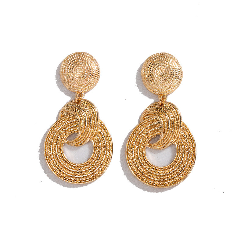 Vintage Exaggerated Circle Metal Earrings for Women