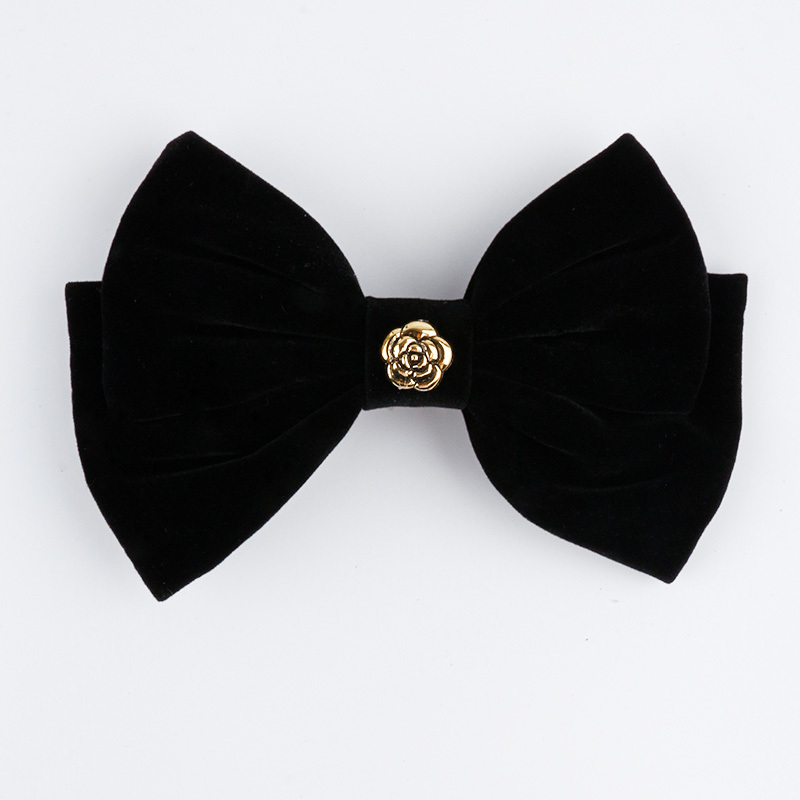 Elegant Black Valvet Bows Hair Ribbons For Women Girls Vintage