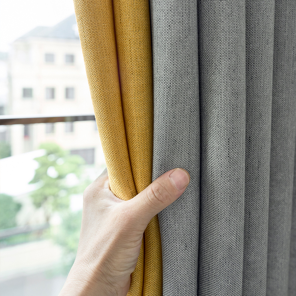 1pc classic gray yellow fabric   curtain light blocking machine washable cordless design for bedroom living room decor curtains for living room details 5