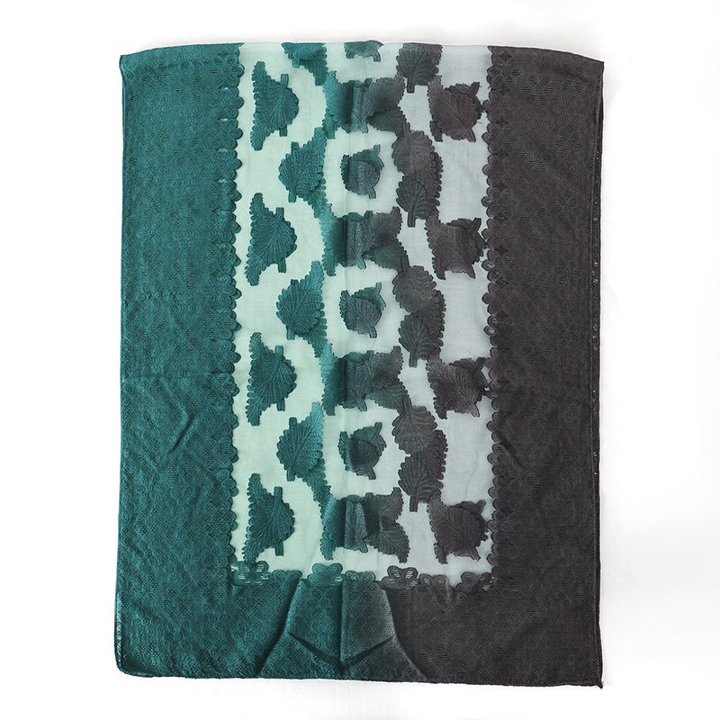 Gradient Scarf Leaf Pattern Versatile Shawl Beach Towel