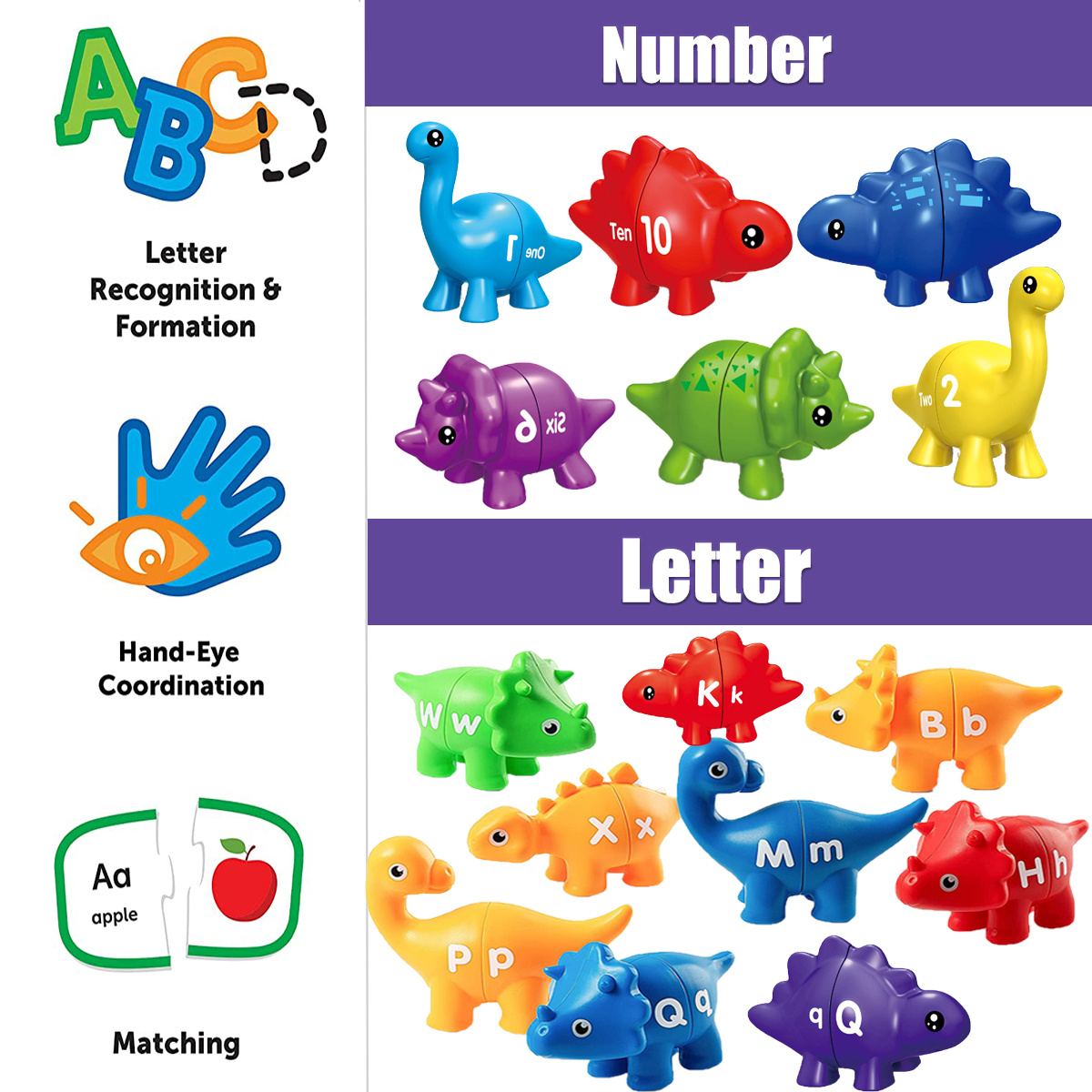 Jogo De Combinação De Alfabeto De Dinossauro De Dupla Face Para Crianças  Aprenda Brinquedos Educativos Combinando Letras Brinquedo Motor Fino,  Brinquedos Educativos Pré-escolares Montessori Para Crianças, Meninos,  Meninas - Temu Portugal