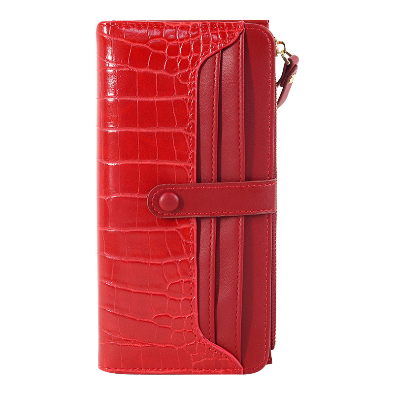 Luxury CrocZip Striped Long Wallet