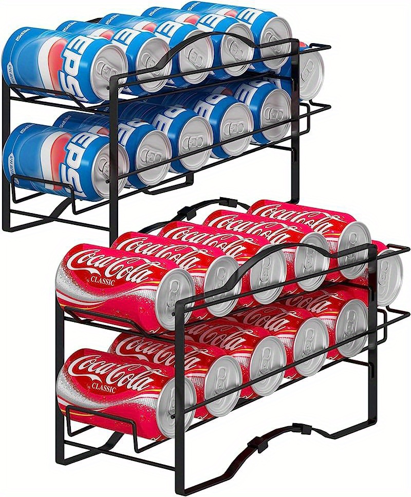 ZWMBYN Organizador de latas de soda rodante, soporte para latas de bebidas,  dispensador automático de latas de bebidas de 2 capas, estante dispensador