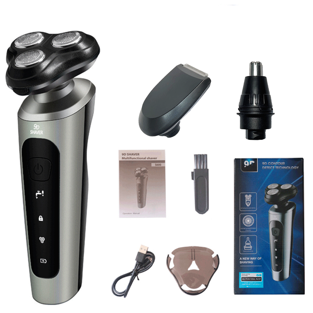 Maquinilla de afeitar eléctrica, máquina de afeitar recargable para hombres,  barba, secado en húmedo, doble uso, resistente al agua, carga rápida  Afortunado Sencillez