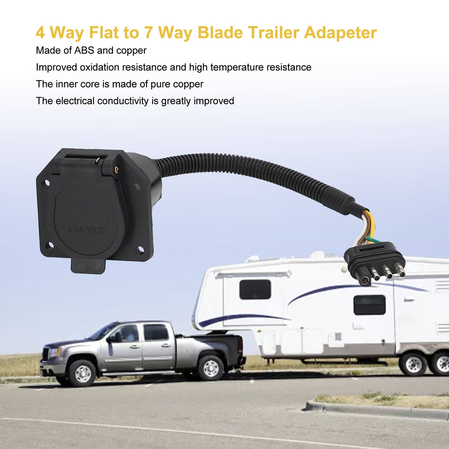 4 Pin 7 Pin Trailer Adapter 4 way Flat Round Blade Temu