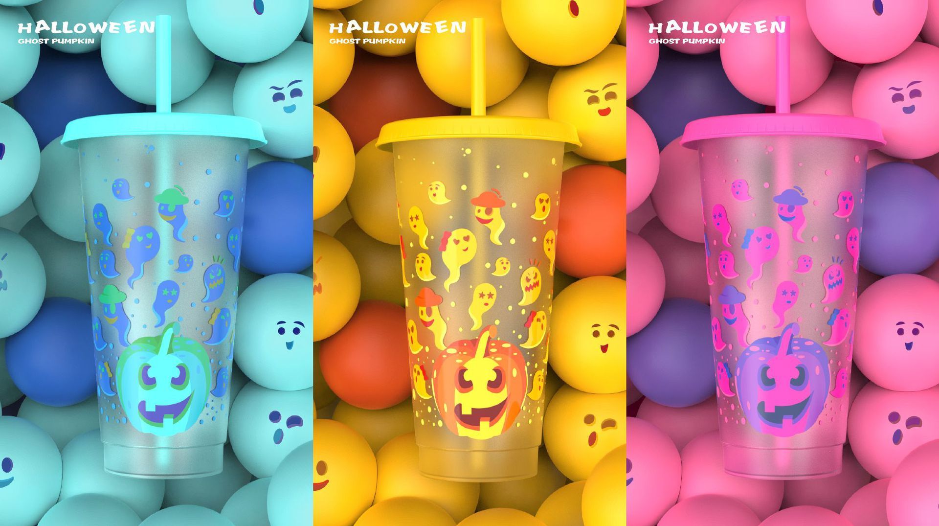 Halloween Reusable Plastic Cups With Lids And Straws - Large Ice Cold  Drinking Mugs For Adults, Kids, And Women - Pumpkin Color Changing Cups  With Non-tipping Design - Temu