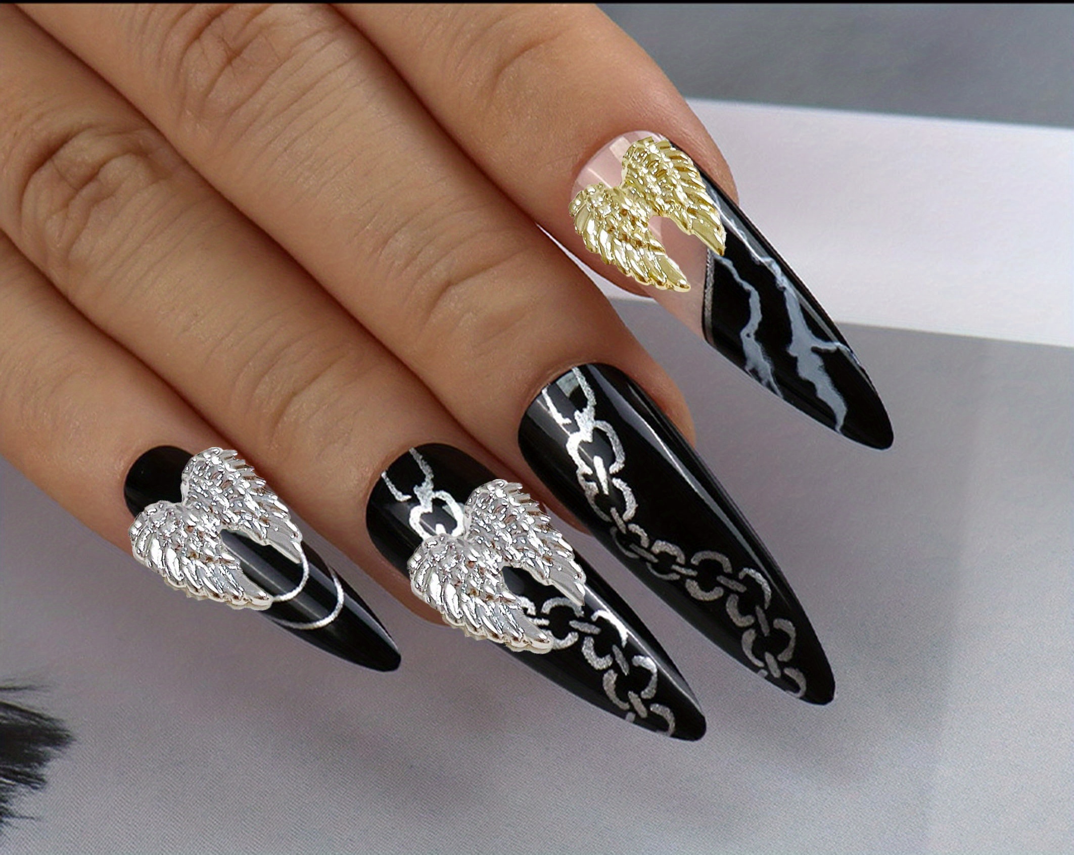 10pcs Bow Resin Nail Art Decoration 3D Long Ribbon Bowknot Ornament Nail  Charms