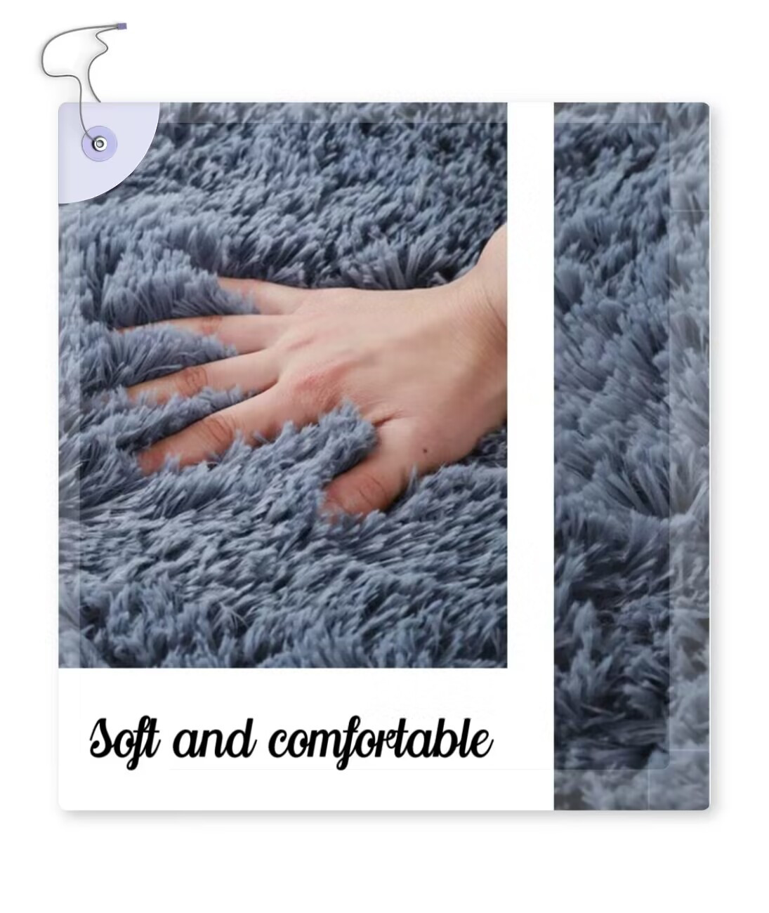Grey Fuzzy Rug, Simple Polyester Plush Floor Mat For Living Room And